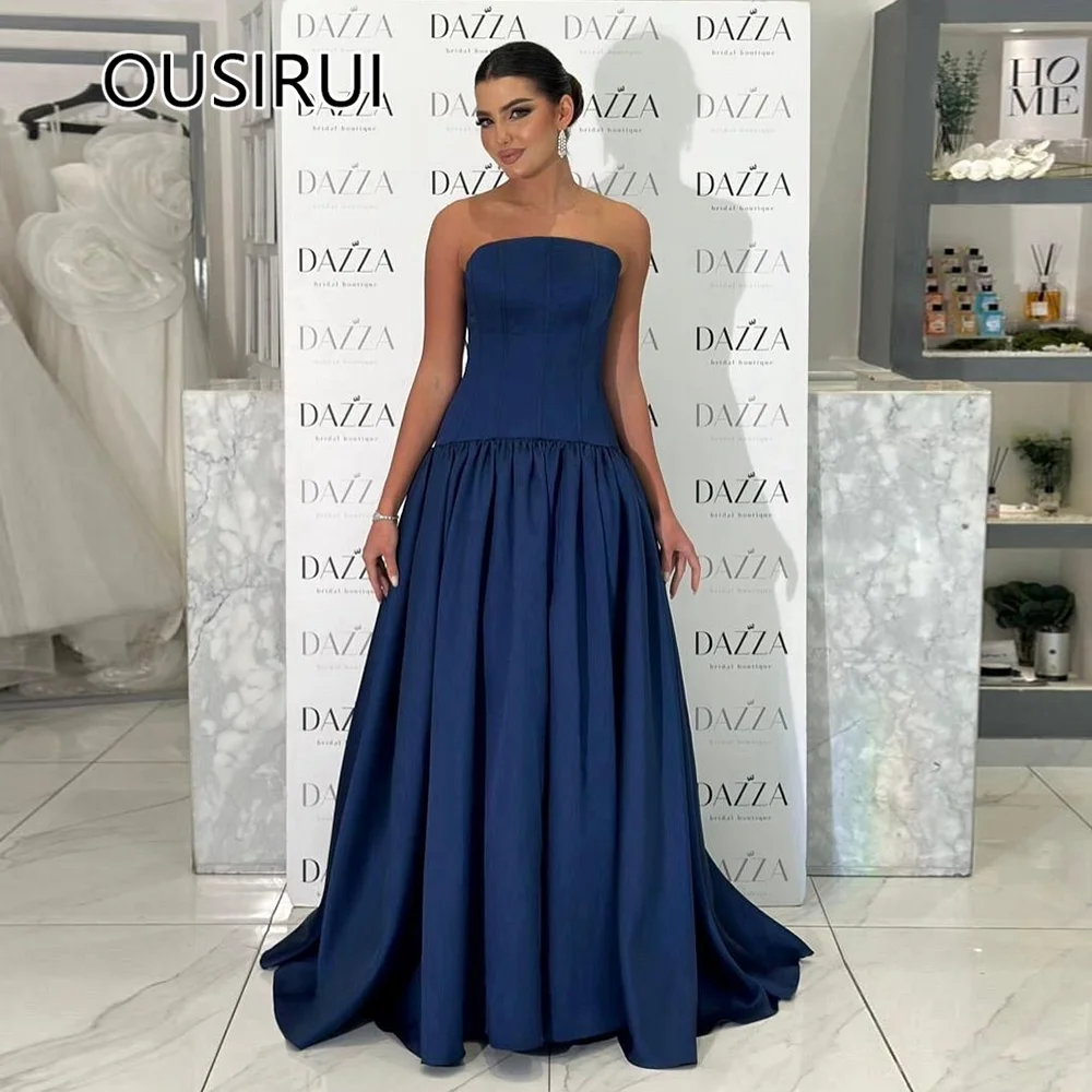 Boat Collar Pleated Satin Evening Bridesmaid Dress A-line Open Back Floor-Length Customizable Court Saudi Arab Gown for Women
Boat Collar Pleated Satin Evening Bridesmaid Dress A-line Open Back Floor-Length Customizable Court Saudi Arab Gown for Women