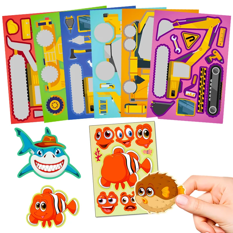 6Sheets Assemble Face Changing Sticker Cartoon Puzzle Sticker Marine Animal Vehicle Car DIY Decoration Stationery Rewards QC-ZYF
6Sheets Assemble Face Changing Sticker Cartoon Puzzle Sticker Marine Animal Vehicle Car DIY Decoration Stationery Rewards QC-ZYF