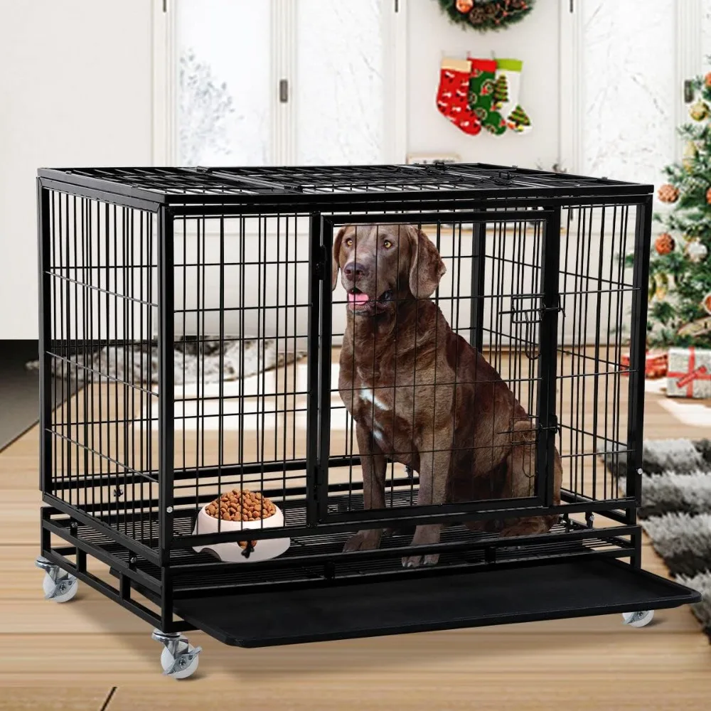 Heavy Duty Large Dog Kennel with Plastic Tray & Wheels, 48’’ XXL Dog Cage Outdoor Dog Crate with Double Doors,Easy to Clean Meta
Heavy Duty Large Dog Kennel with Plastic Tray & Wheels, 48’’ XXL Dog Cage Outdoor Dog Crate with Double Doors,Easy to Clean Meta