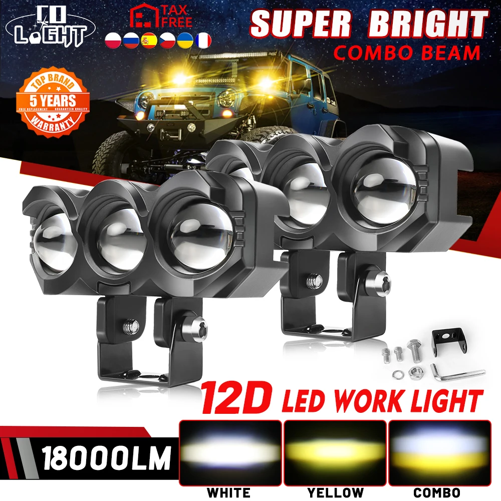 CO LIGHT 4” Motorcycle LED Headlight 18000LM Driving Light Fog Lamp 3500K 6000K Dual Color Work Spotlight Motorcycle Accessories
CO LIGHT 4” Motorcycle LED Headlight 18000LM Driving Light Fog Lamp 3500K 6000K Dual Color Work Spotlight Motorcycle Accessories