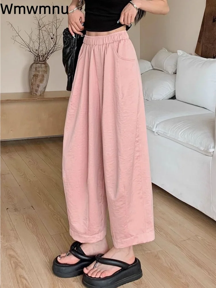 Elastic Women's Casual Pants Korean Fashion Baggy Wide Leg Pantalones Straight Ankle-Length Summer Thin Trousers Spodnie
Elastic Women's Casual Pants Korean Fashion Baggy Wide Leg Pantalones Straight Ankle-Length Summer Thin Trousers Spodnie