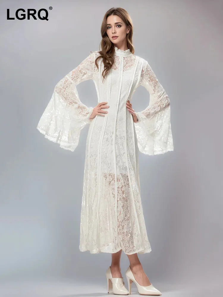 LGRQ Solid High Quality Evening Dresses For Women Stand Collar High Waist Long Sleeve Thin Elegant Dress Female Clothing 3WQ9557
LGRQ Solid High Quality Evening Dresses For Women Stand Collar High Waist Long Sleeve Thin Elegant Dress Female Clothing 3WQ9557