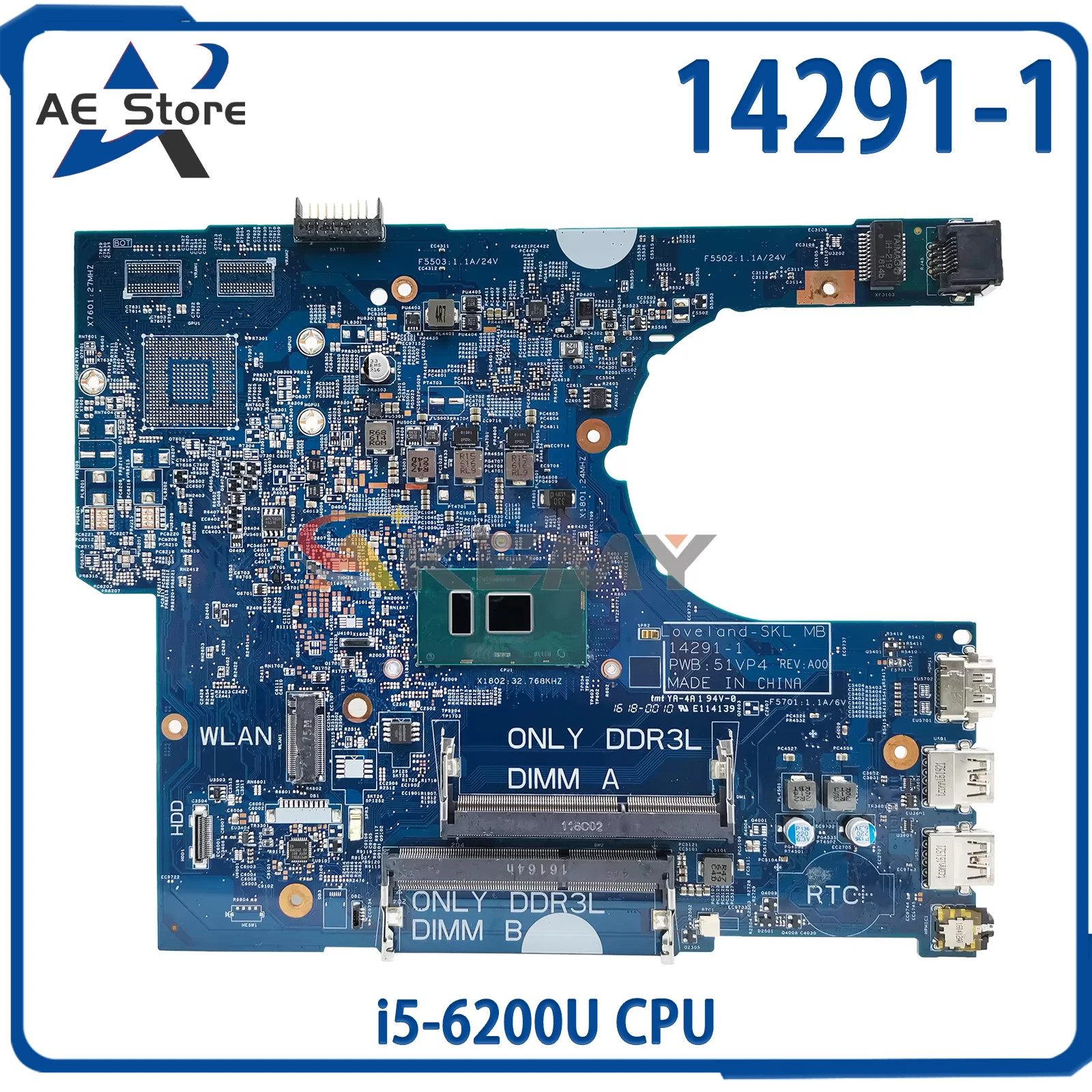 Материнская плата для ноутбука AE 14291-1 для dell Latitude 3470 3570 CN-0XHXH4 XHXH4 с i5-6200U CPU 51VP4 протестирована
Материнская плата для ноутбука AE 14291-1 для dell Latitude 3470 3570 CN-0XHXH4 XHXH4 с i5-6200U CPU 51VP4 протестирована