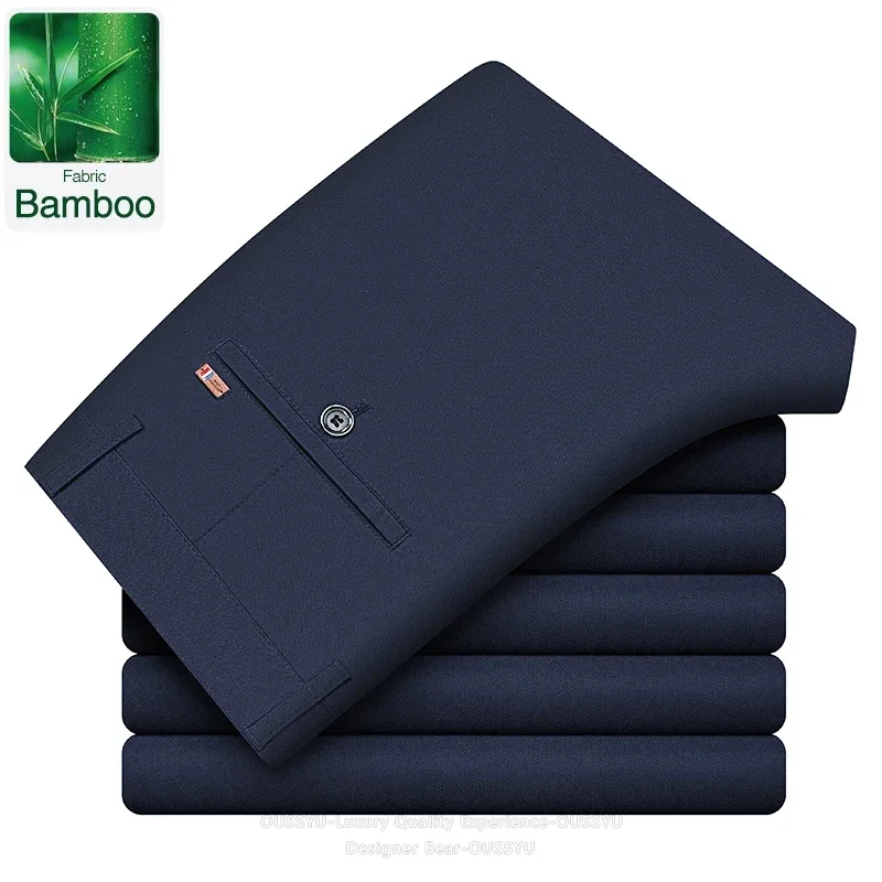 OUSSYU Brand Summer Thin Men's Bamboo Fiber Suit Pants Classic Straight Business Office Solid Color Chino Work Formal Trousers
OUSSYU Brand Summer Thin Men's Bamboo Fiber Suit Pants Classic Straight Business Office Solid Color Chino Work Formal Trousers