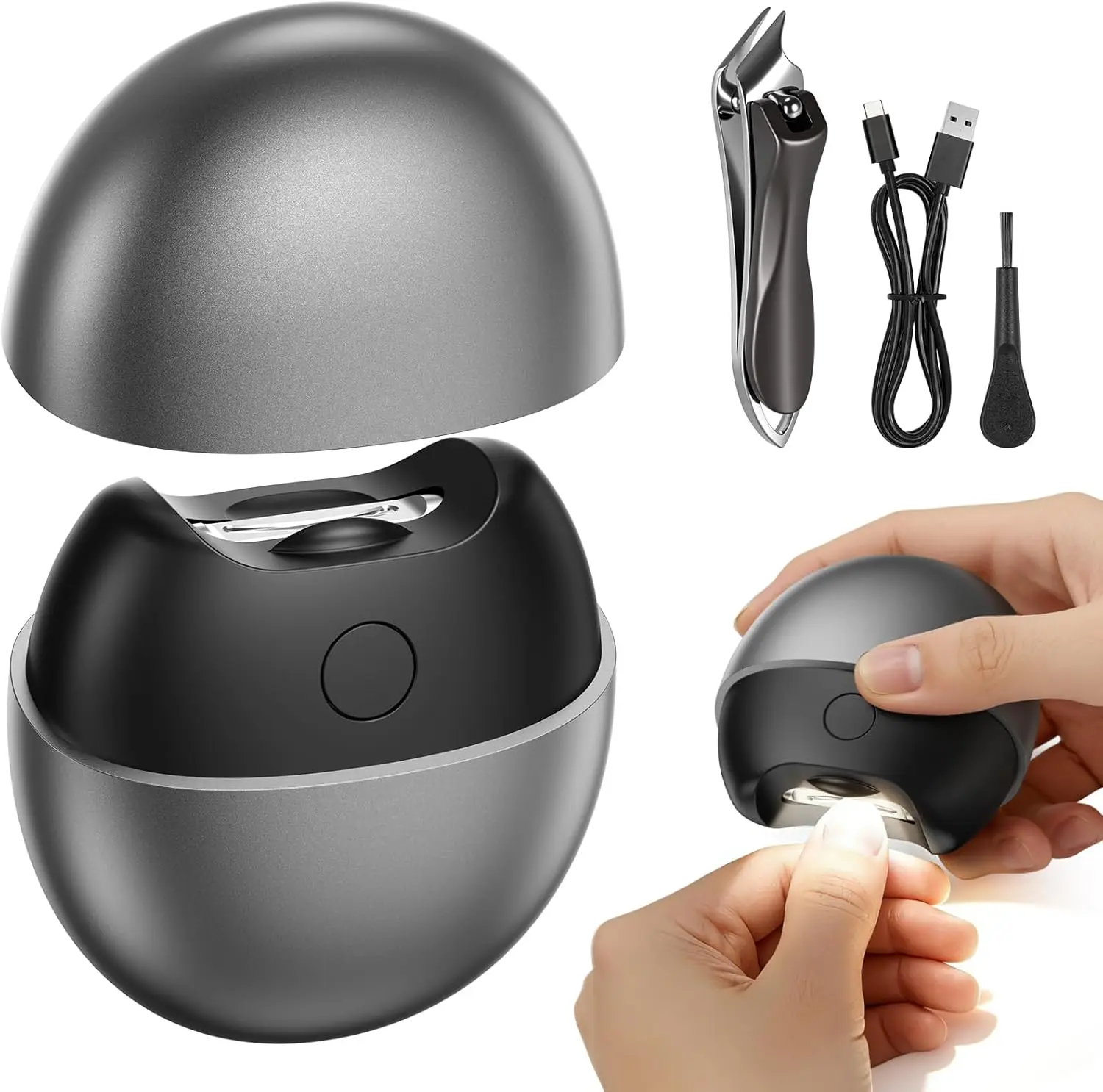 4-in-1 Electric Nail Clipper, Upgraded with LED Light & Nail Scrap Storage, Effortless Toenail Trimmer for Seniors Adults - Gray
4-in-1 Electric Nail Clipper, Upgraded with LED Light & Nail Scrap Storage, Effortless Toenail Trimmer for Seniors Adults - Gray