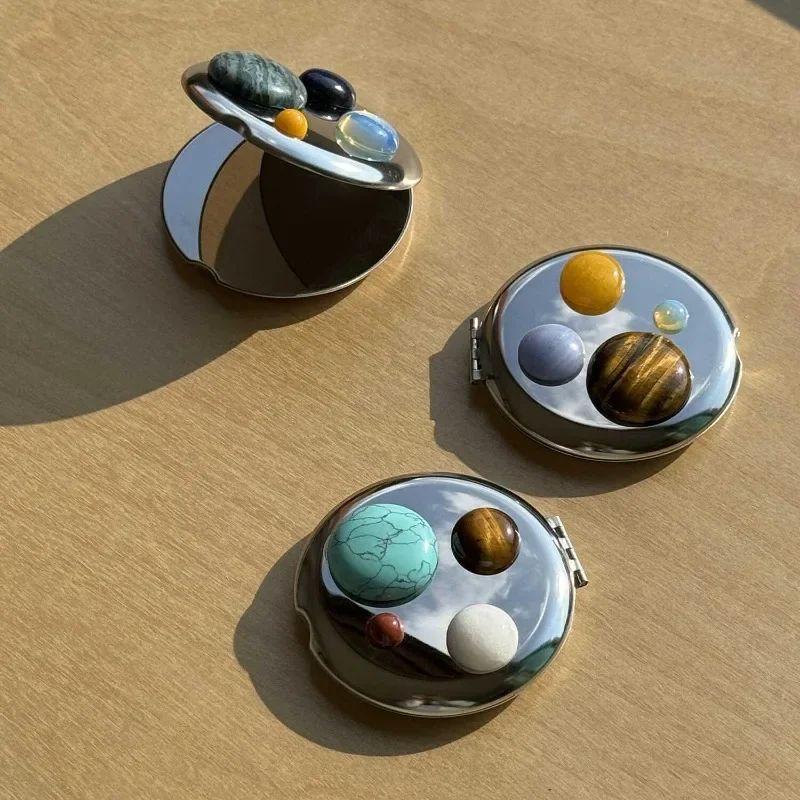 Natural Stone Glass Stainless Steel Double-sided Flip Folding Mirror Ornament Photo Props Portable Makeup Mirror Girl Women Gift
Natural Stone Glass Stainless Steel Double-sided Flip Folding Mirror Ornament Photo Props Portable Makeup Mirror Girl Women Gift