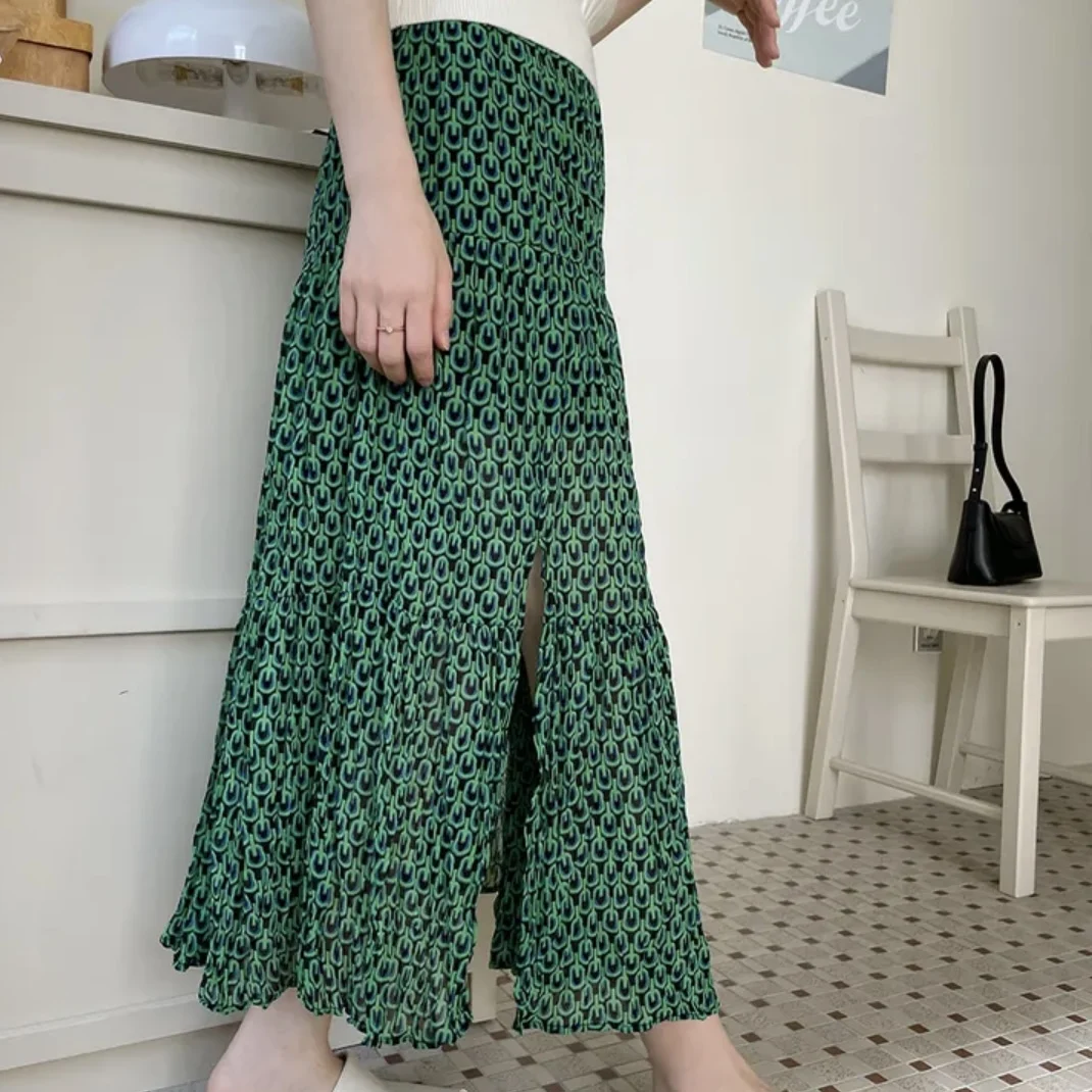 Retro High Waist Elastic Green Floral Print Half Skirt Summer 2026 Chic Gentle Atmosphere Long Skirt Women's Fashion
Retro High Waist Elastic Green Floral Print Half Skirt Summer 2026 Chic Gentle Atmosphere Long Skirt Women's Fashion