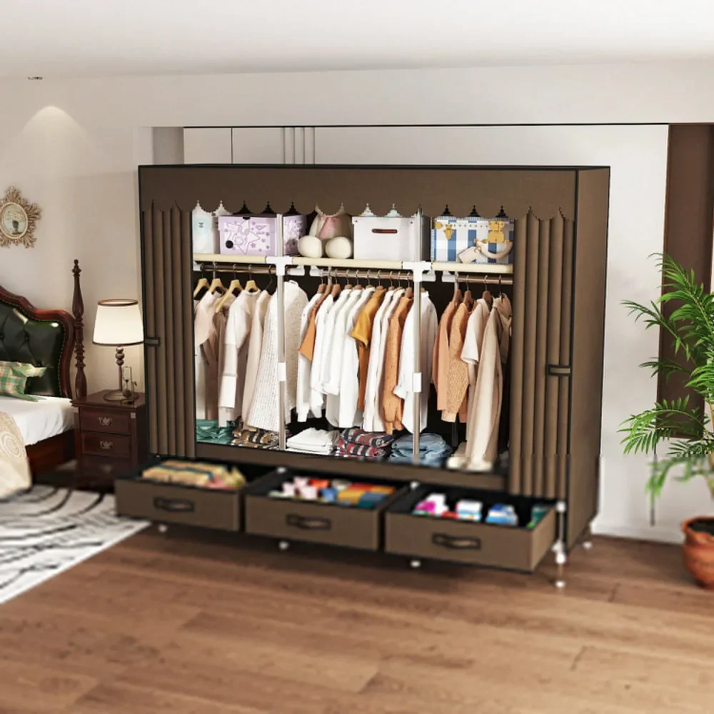 LargeCapacity Dustproof Simple Wardrobe With 6 Storage Spaces And 3 Drawers, Suitable For Families, Bedrooms, Rental Houses, In
LargeCapacity Dustproof Simple Wardrobe With 6 Storage Spaces And 3 Drawers, Suitable For Families, Bedrooms, Rental Houses, In