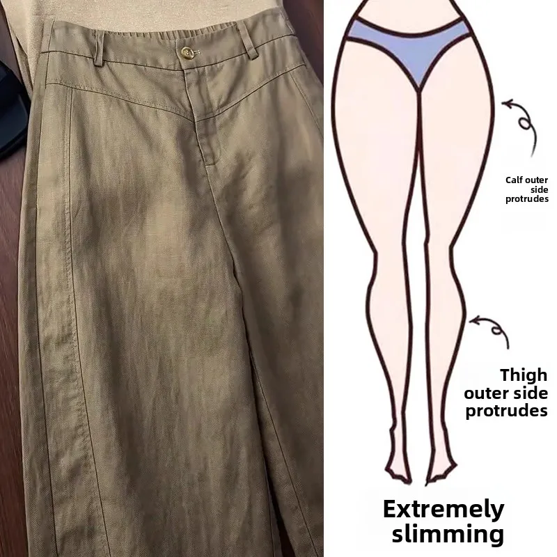 High Waist Wide Leg Pants Women's Summer Brown Lyocell Linen Loose Comfortable Casual Straight Leg Pants Commute Style
High Waist Wide Leg Pants Women's Summer Brown Lyocell Linen Loose Comfortable Casual Straight Leg Pants Commute Style