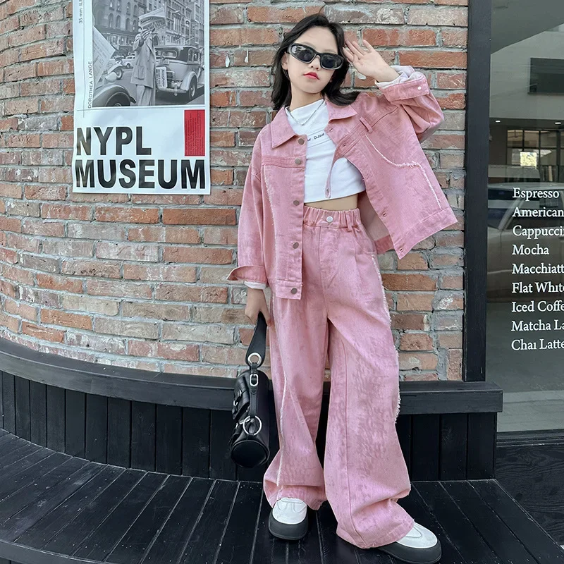 Girls Autumn Denim Set Korean 2024 New Casual Solid Turn-down Collar Jacket Girls Fashion Jeans Two-piece Set
Girls Autumn Denim Set Korean 2024 New Casual Solid Turn-down Collar Jacket Girls Fashion Jeans Two-piece Set