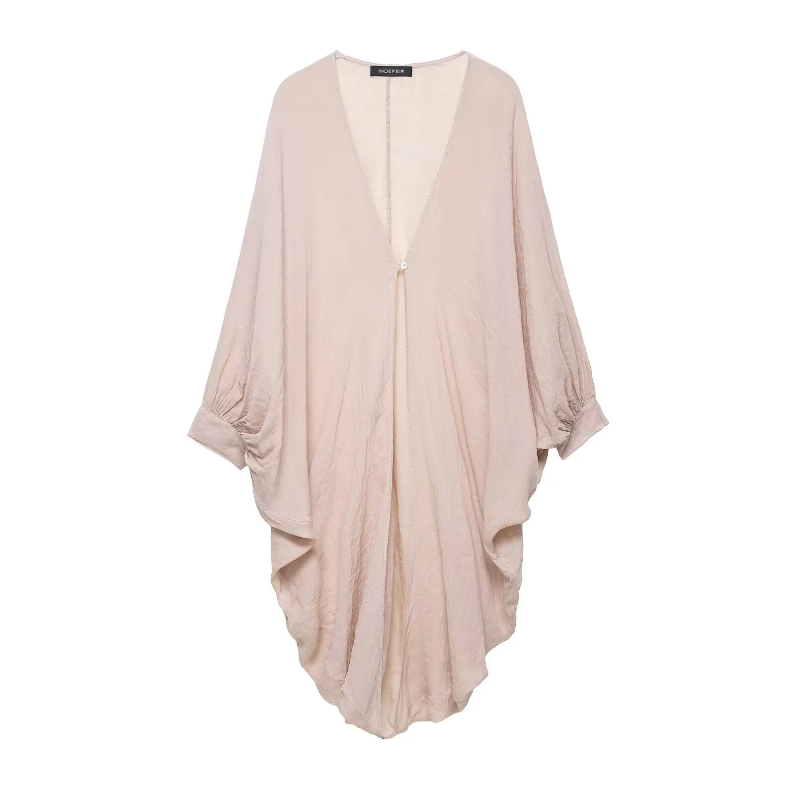 European and American style women's fashion temperament V-neck ramie long top, long shirt, loose casual top
European and American style women's fashion temperament V-neck ramie long top, long shirt, loose casual top