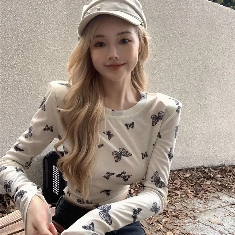 T-Shirt Butterfly Printed Trumpet Sleeves Sweet Spice Girl Chic Bottoming Shirt Top Spring Autumn Slim And Slim With Inside
T-Shirt Butterfly Printed Trumpet Sleeves Sweet Spice Girl Chic Bottoming Shirt Top Spring Autumn Slim And Slim With Inside