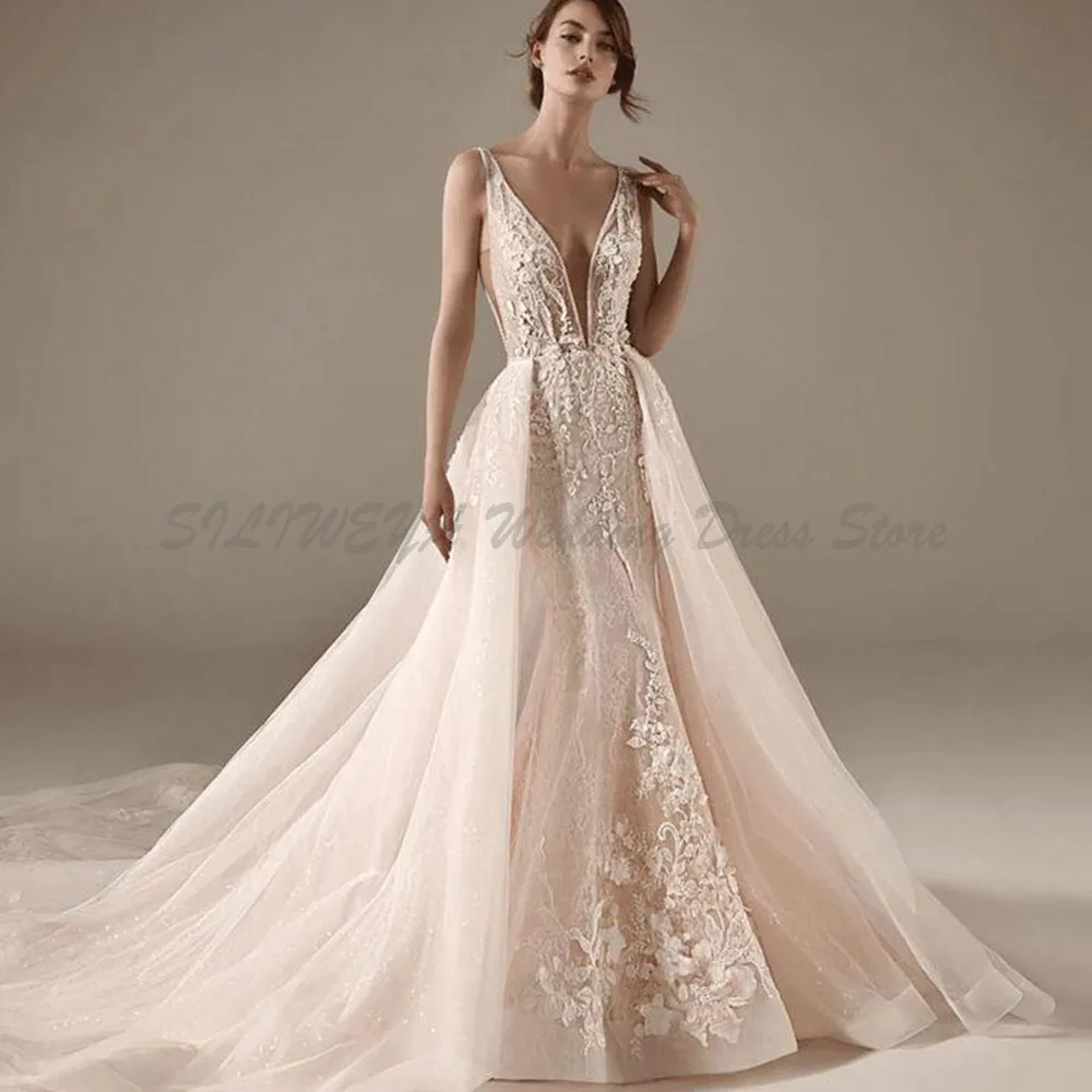Classic Wedding Dresses Women V Neck Sleeveless A Line Chapel Train Backless Floor Length High Quality Marriage Female Gowns
Classic Wedding Dresses Women V Neck Sleeveless A Line Chapel Train Backless Floor Length High Quality Marriage Female Gowns