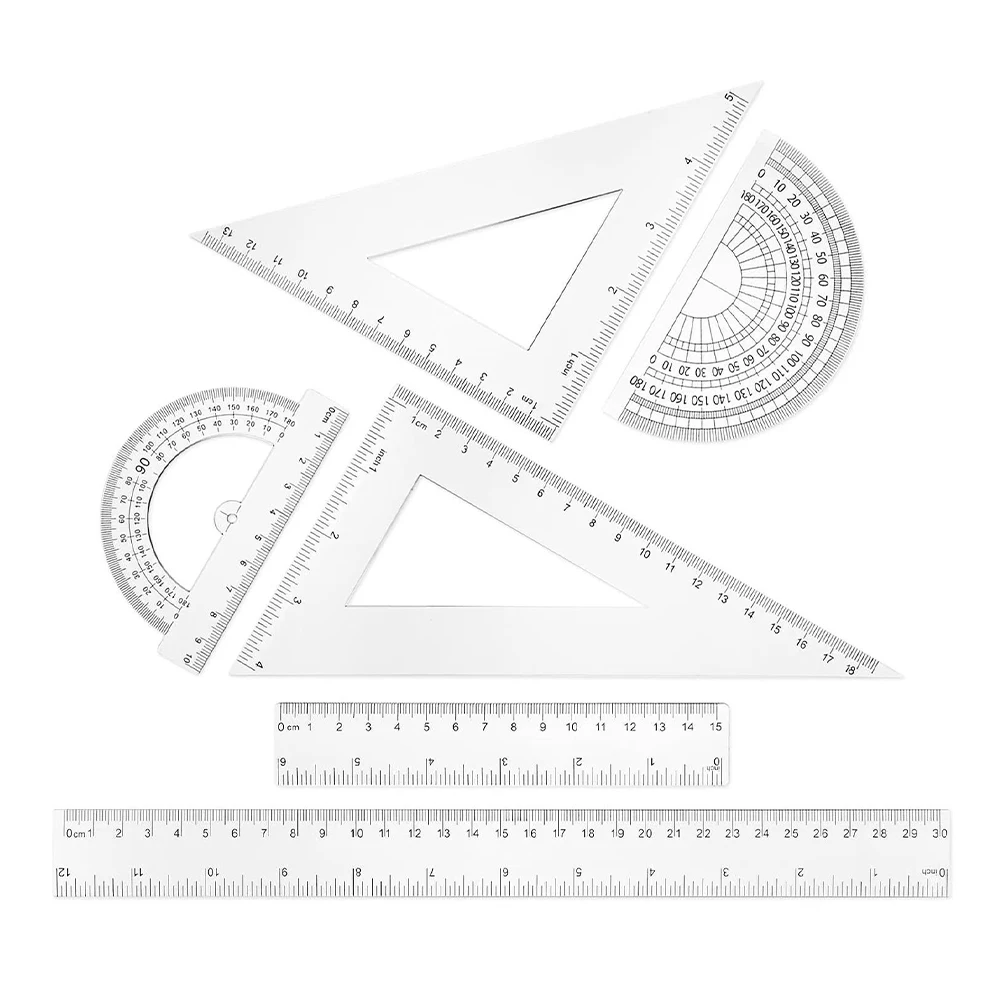 6pcs Triangle Ruler Protractor Set High Precision Measuring Tools Straight Ruler Student Geometry Drafting Engineer
6pcs Triangle Ruler Protractor Set High Precision Measuring Tools Straight Ruler Student Geometry Drafting Engineer