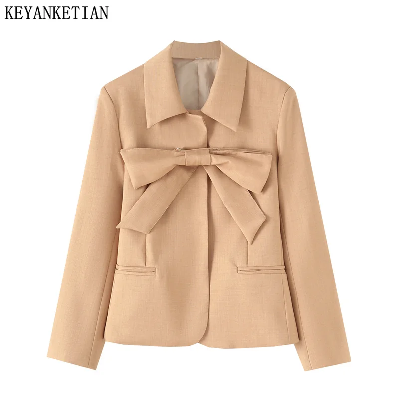 KEYANKETIAN 2024 New Women's Bow Decoration Suit Autumn Snap-Button Turn Down Collar Pockets Fashion Chic Short Outerwear Top
KEYANKETIAN 2024 New Women's Bow Decoration Suit Autumn Snap-Button Turn Down Collar Pockets Fashion Chic Short Outerwear Top