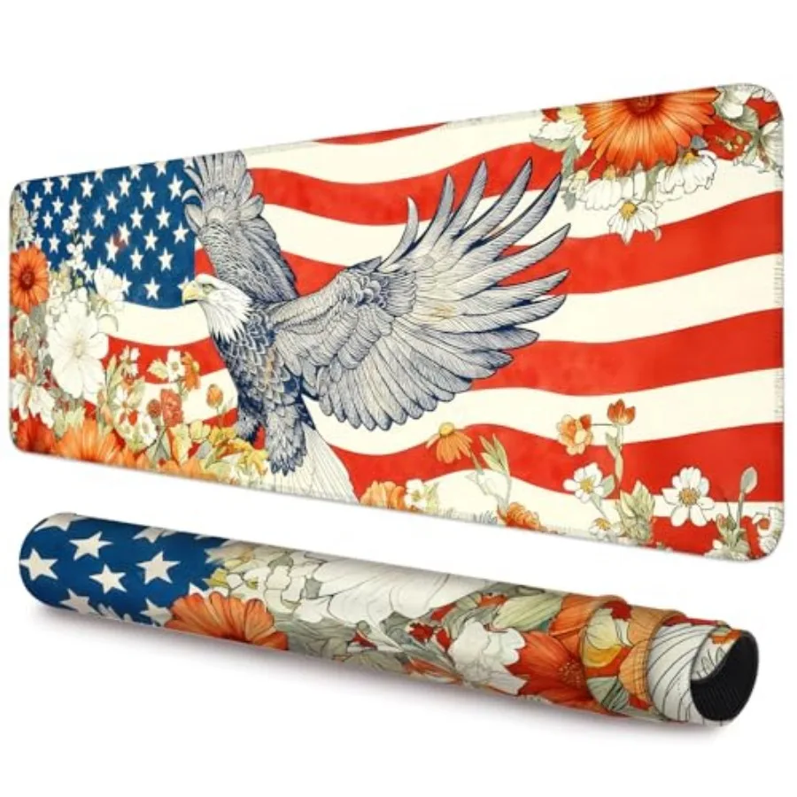 Patriotic Eagle Extended Gaming Mouse Pad, 31.5x11.8 Inch Large USA Flag Desk Mat with Non-Slip Rubber Base, 3mm Thick Stitched
Patriotic Eagle Extended Gaming Mouse Pad, 31.5x11.8 Inch Large USA Flag Desk Mat with Non-Slip Rubber Base, 3mm Thick Stitched