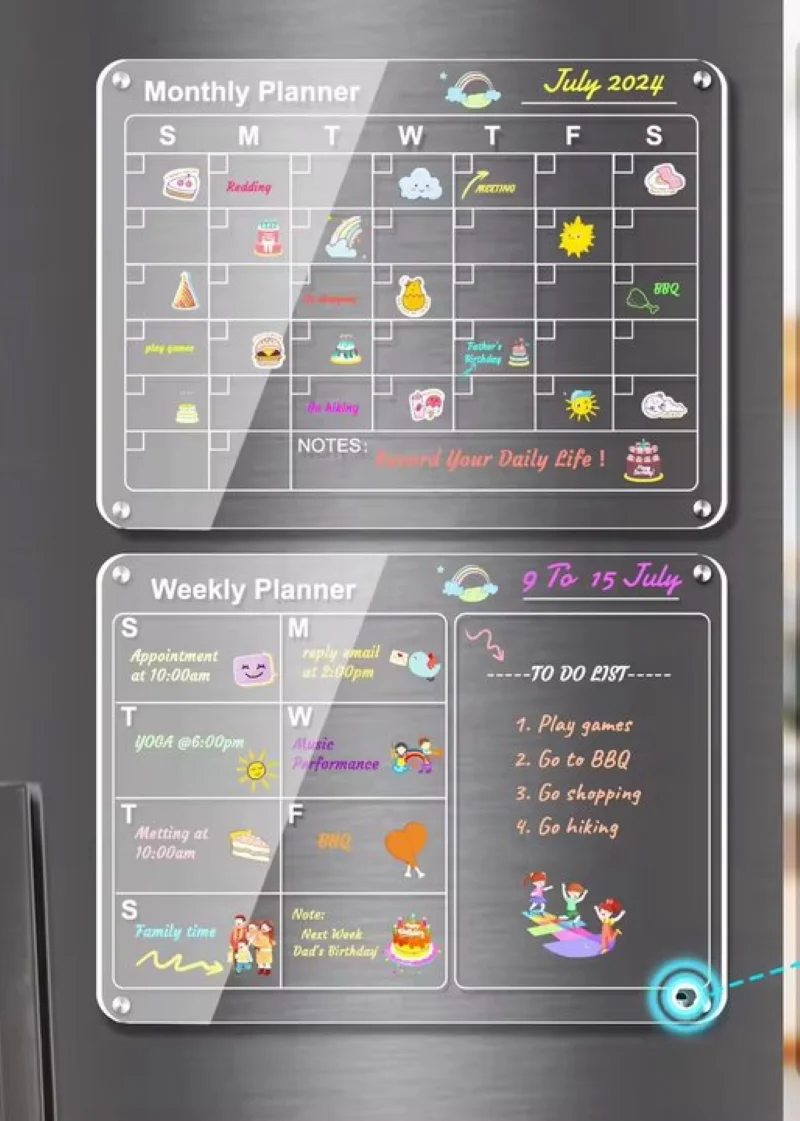Magnetic Acrylic Calendar Set - Monthly & Weekly Reusable Planner Board - Dry Erase Wall Calendar Organizer for Office Home
Magnetic Acrylic Calendar Set - Monthly & Weekly Reusable Planner Board - Dry Erase Wall Calendar Organizer for Office Home