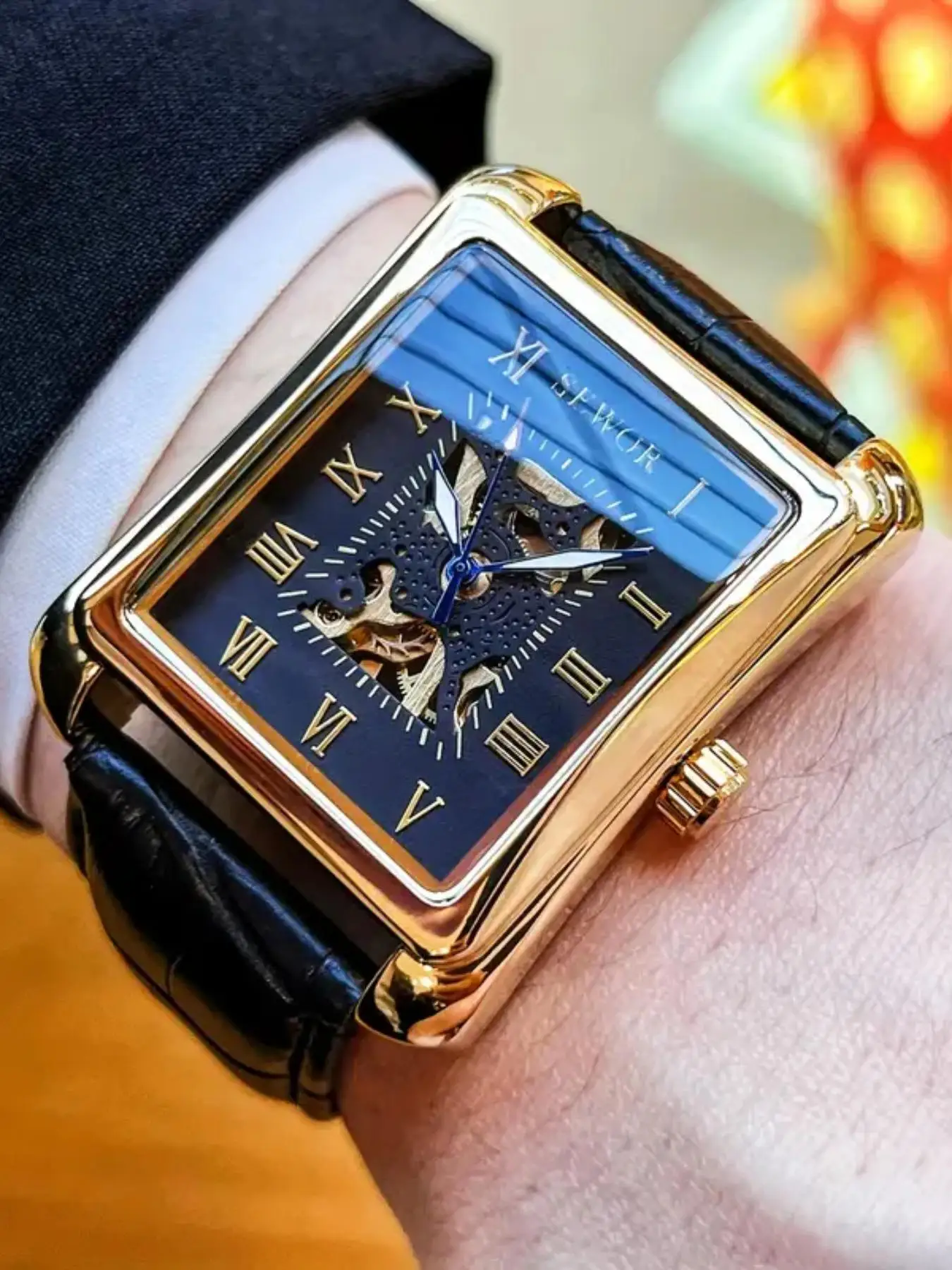 Men's Mechanical Watch, High-Quality Luxury Square Dual-Sided Cutout, Business Casual Style, Perfect Gift, Alloy Case, Mineral Glass
Men's Mechanical Watch, High-Quality Luxury Square Dual-Sided Cutout, Business Casual Style, Perfect Gift, Alloy Case, Mineral Glass