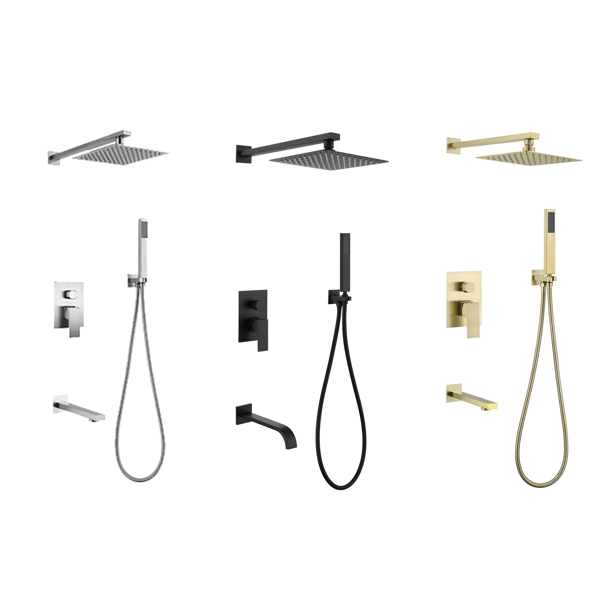Three-function Stainless Steel Brushed Gold Black Pre-buried Box Hidden Shower Package Bathroom Shower Set
Three-function Stainless Steel Brushed Gold Black Pre-buried Box Hidden Shower Package Bathroom Shower Set