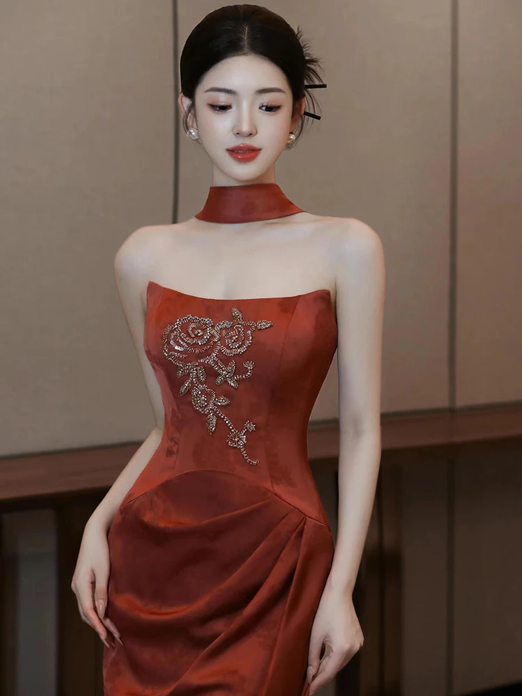 Ele Chinese Sle Bridal Morning Robe with Train for Engagement And Wedding Dres Long Evening Gowns with Beads
Ele Chinese Sle Bridal Morning Robe with Train for Engagement And Wedding Dres Long Evening Gowns with Beads