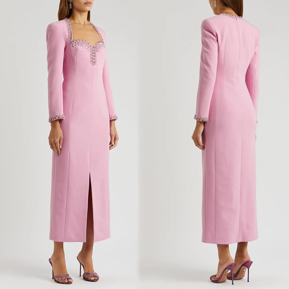 Customized Crystal Collar A Line Prom Dresses Evening Dresses With Beaded Long Sleeves Ankle Length Formale Party Dresses
Customized Crystal Collar A Line Prom Dresses Evening Dresses With Beaded Long Sleeves Ankle Length Formale Party Dresses