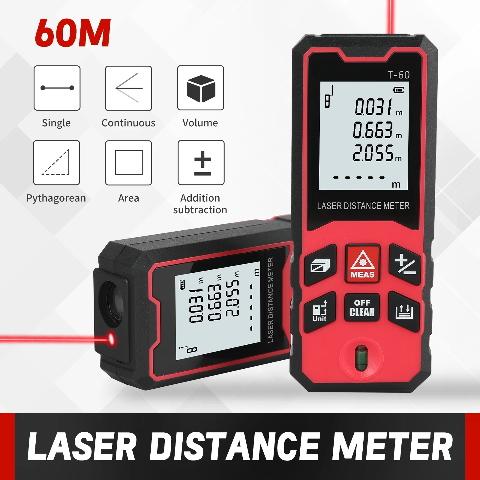 T-60 Digital Rangefinder, Laser Rangefinder, Outdoor Rangefinder with Self Calibration Data Storage Function 60M
T-60 Digital Rangefinder, Laser Rangefinder, Outdoor Rangefinder with Self Calibration Data Storage Function 60M