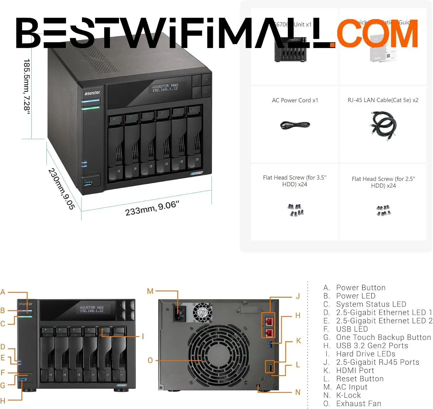 ASUSTOR AS6706T Lockerstor 6 Gen2 6 Bay NAS Quad-Core 2GHz CPU 4XM.2 NVMe Slot Dual 2.5-10GbE 8GB RAM Network Storage Diskless
ASUSTOR AS6706T Lockerstor 6 Gen2 6 Bay NAS Quad-Core 2GHz CPU 4XM.2 NVMe Slot Dual 2.5-10GbE 8GB RAM Network Storage Diskless