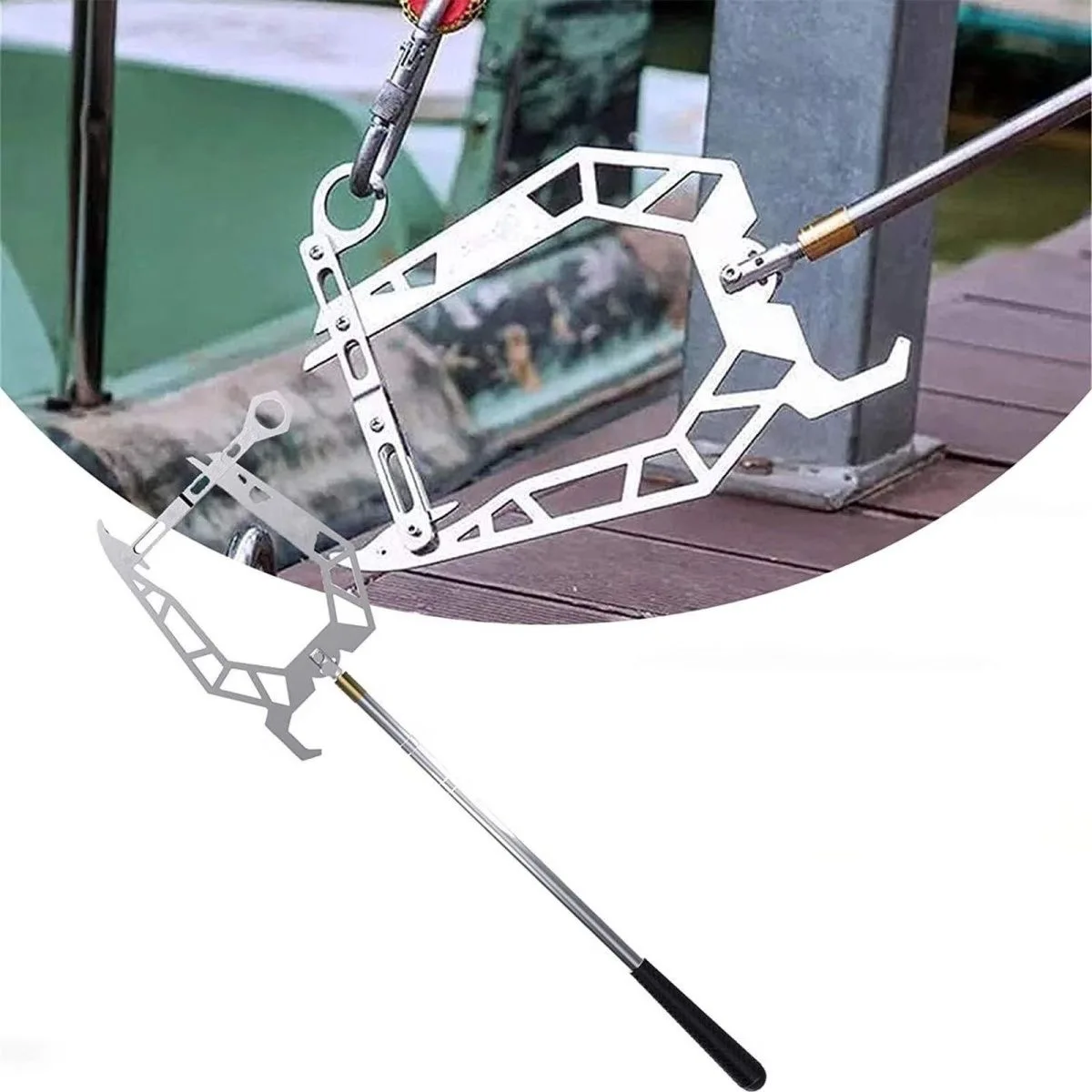 Multifunctional Dock Hook, Telescopic Boat Hook, Long Distance Threader, Mooring Rope, Guide Tool, Fishing Rod & Reel Accessorie
Multifunctional Dock Hook, Telescopic Boat Hook, Long Distance Threader, Mooring Rope, Guide Tool, Fishing Rod & Reel Accessorie