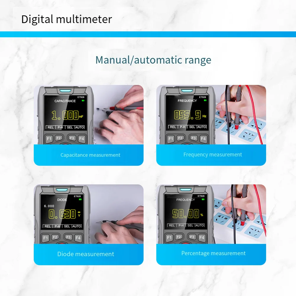 ET928 Handheld Oscilloscope Multimeter 12MHz Bandwidth with Integrated Signal Generator for Various Applications
ET928 Handheld Oscilloscope Multimeter 12MHz Bandwidth with Integrated Signal Generator for Various Applications