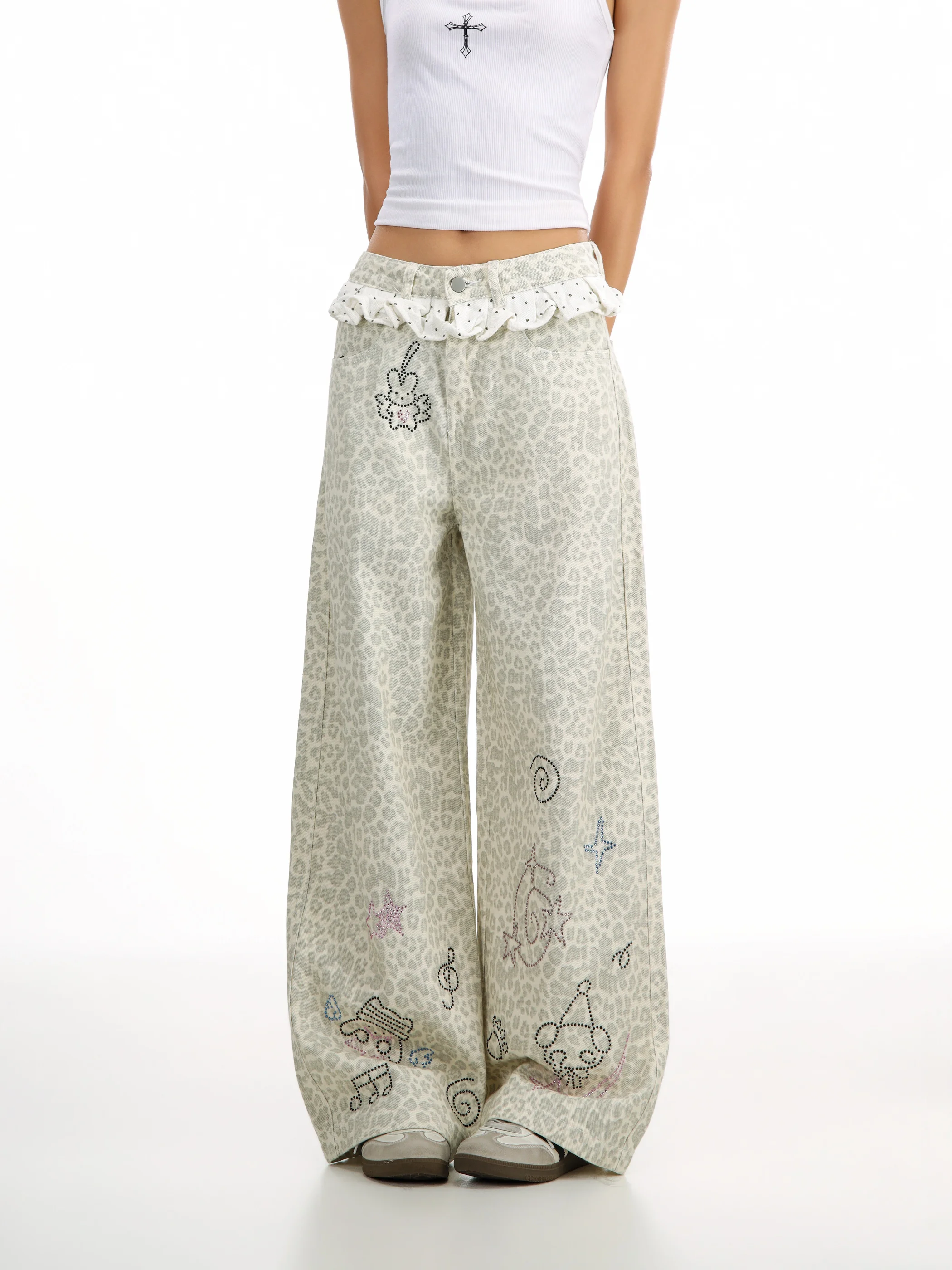 Cool Girl Beer Captain Leopard Print Rhinestone Denim Jeans Women's Casual Pants with Lace Hem Straight Leg Loose Fit Summer ...
Cool Girl Beer Captain Leopard Print Rhinestone Denim Jeans Women's Casual Pants with Lace Hem Straight Leg Loose Fit Summer ...