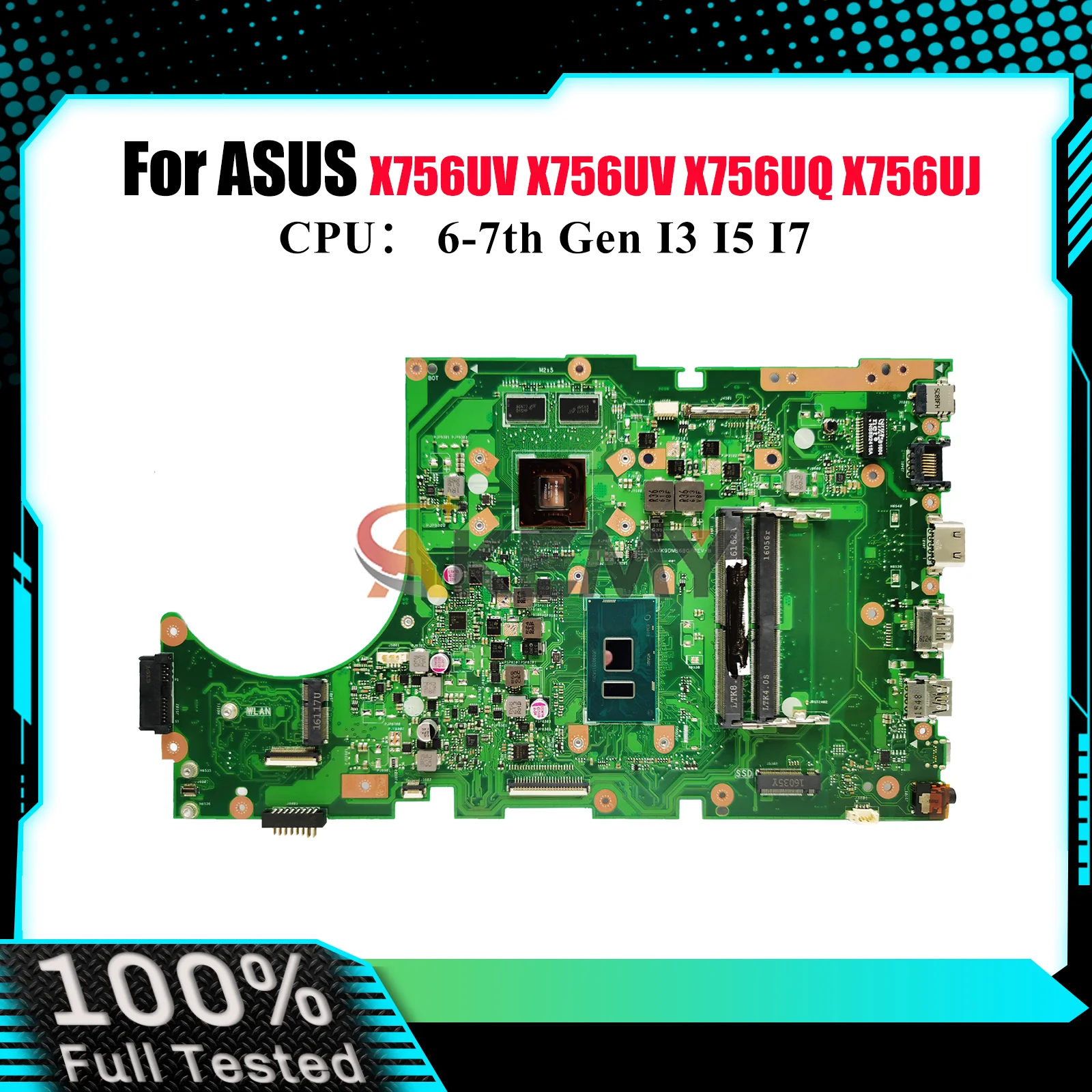 Материнская плата для ноутбука X756UV для ASUS X756UQK X756U X756UR X756UAK X756UXM A756U X756UV X756UJ X756UQ с процессором I3 I5 I7
Материнская плата для ноутбука X756UV для ASUS X756UQK X756U X756UR X756UAK X756UXM A756U X756UV X756UJ X756UQ с процессором I3 I5 I7