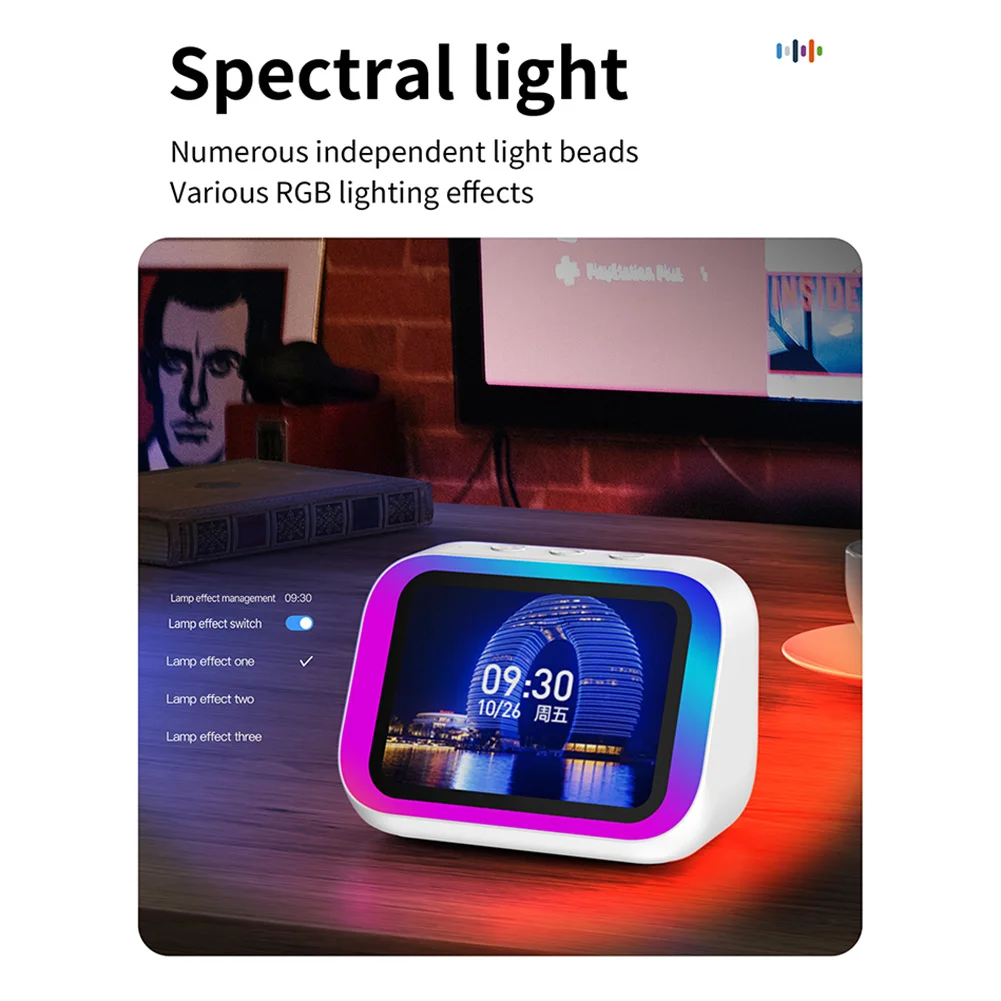 Smart Speaker Voice Assistant Portable BT Speaker Alarm Clock Home Speaker with RGB Lights for Home
Smart Speaker Voice Assistant Portable BT Speaker Alarm Clock Home Speaker with RGB Lights for Home