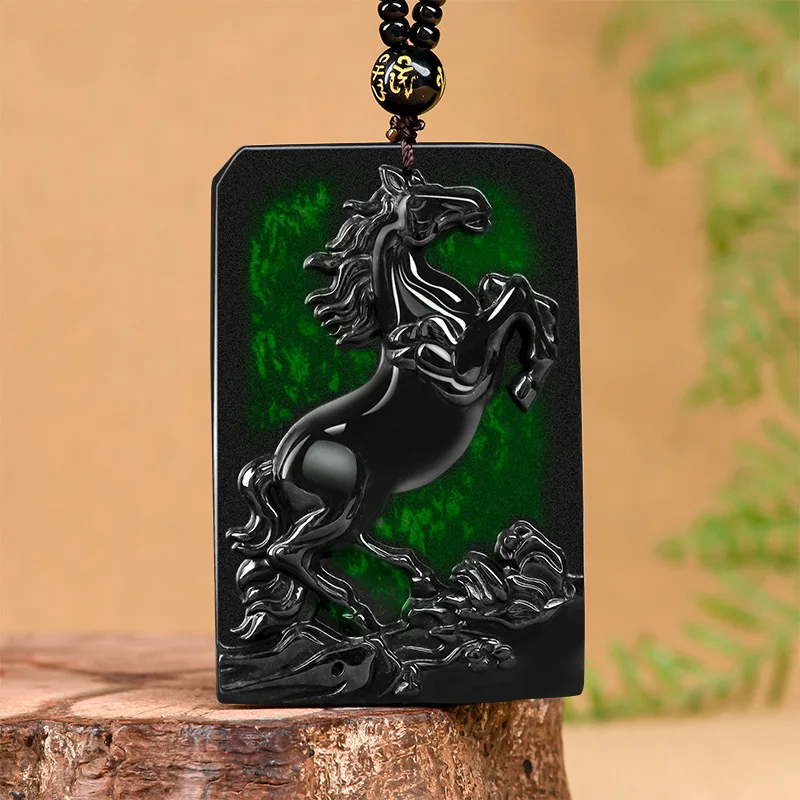 Natural Ink Green Emerald Zodiac Horse Pendant Jade Charm Necklace Exquisite Jewelry Men Women with Chain
Natural Ink Green Emerald Zodiac Horse Pendant Jade Charm Necklace Exquisite Jewelry Men Women with Chain