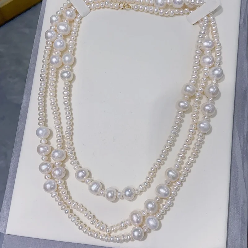 SGARIT Natural Freshwater Pearl Vintage Long Multi Layered Pearl Necklace for Women 14k Gold Filled Temperament Sweater Chain
SGARIT Natural Freshwater Pearl Vintage Long Multi Layered Pearl Necklace for Women 14k Gold Filled Temperament Sweater Chain