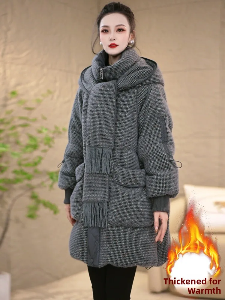 Women's Thiened down Cotton Jaet Hooded Winter Coat Warm Fluffy Lined Long Sle Faionable Commute Korean Version
Women's Thiened down Cotton Jaet Hooded Winter Coat Warm Fluffy Lined Long Sle Faionable Commute Korean Version