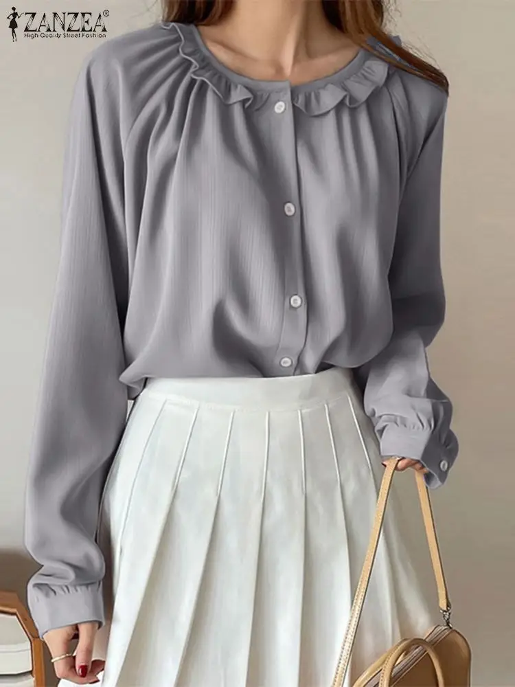 ZANZEA Elegant Ruffles Tops 2024 Spring Holiday Women Shirt Fashion Solid Long Sleeve Blouse Casual Loose Round Neck Tunic Femme
ZANZEA Elegant Ruffles Tops 2024 Spring Holiday Women Shirt Fashion Solid Long Sleeve Blouse Casual Loose Round Neck Tunic Femme