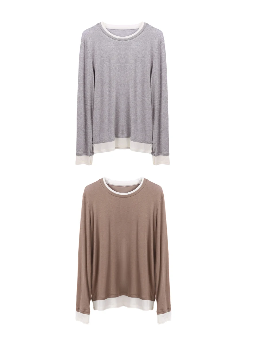 Deesicile: Мягкий, приятный для кожи шерстяной топ из смесовой ткани с круглым вырезом, имитация двухслойности, в стиле пэчворк, для женщин, осенняя коллекция
Deesicile: Мягкий, приятный для кожи шерстяной топ из смесовой ткани с круглым вырезом, имитация двухслойности, в стиле пэчворк, для женщин, осенняя коллекция