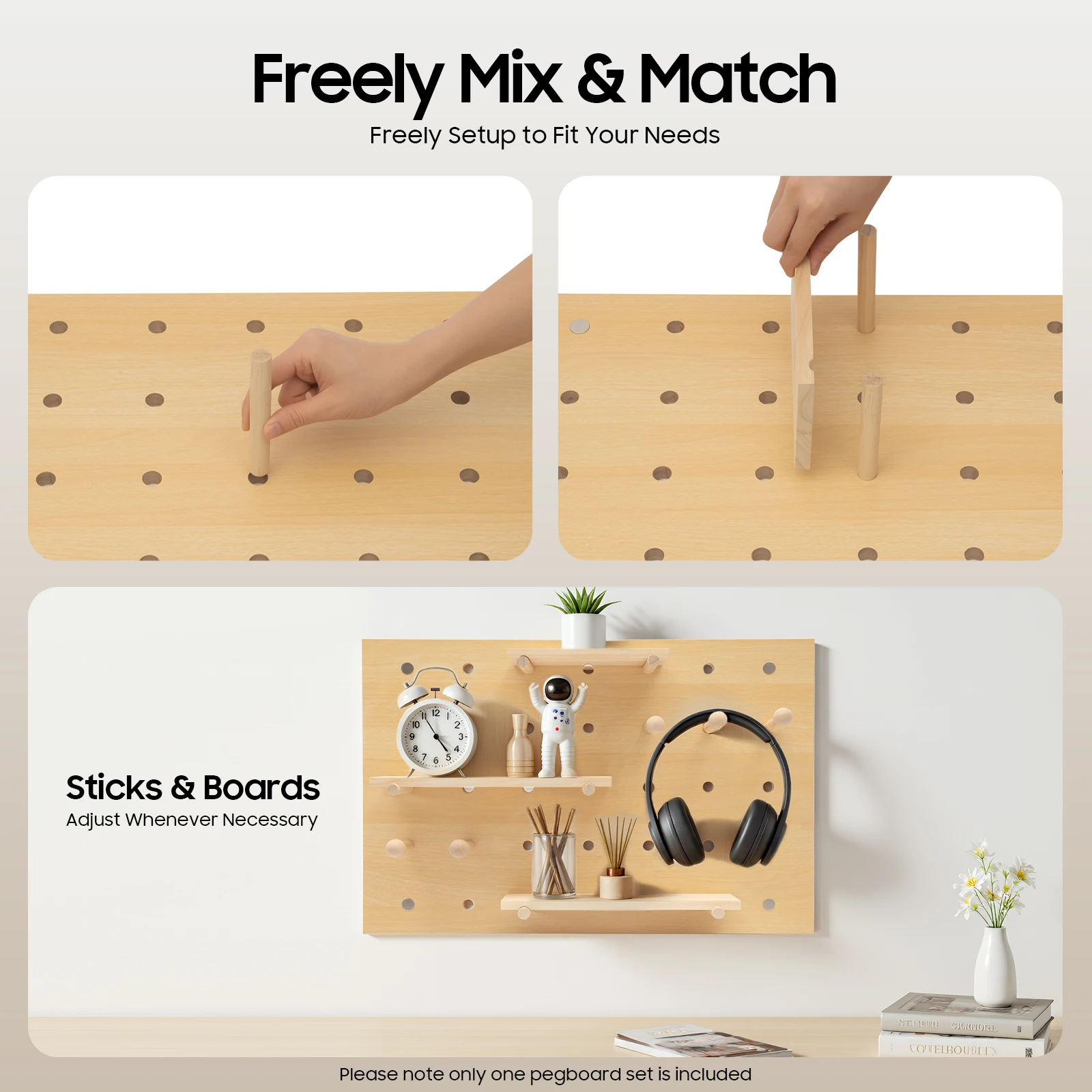 NEW Wooden Rectangular Pegboard Combination Wall Organizer Kit, Modular Display Pegboard Panel Kits, DIY Hanging Peg Board Panel
NEW Wooden Rectangular Pegboard Combination Wall Organizer Kit, Modular Display Pegboard Panel Kits, DIY Hanging Peg Board Panel