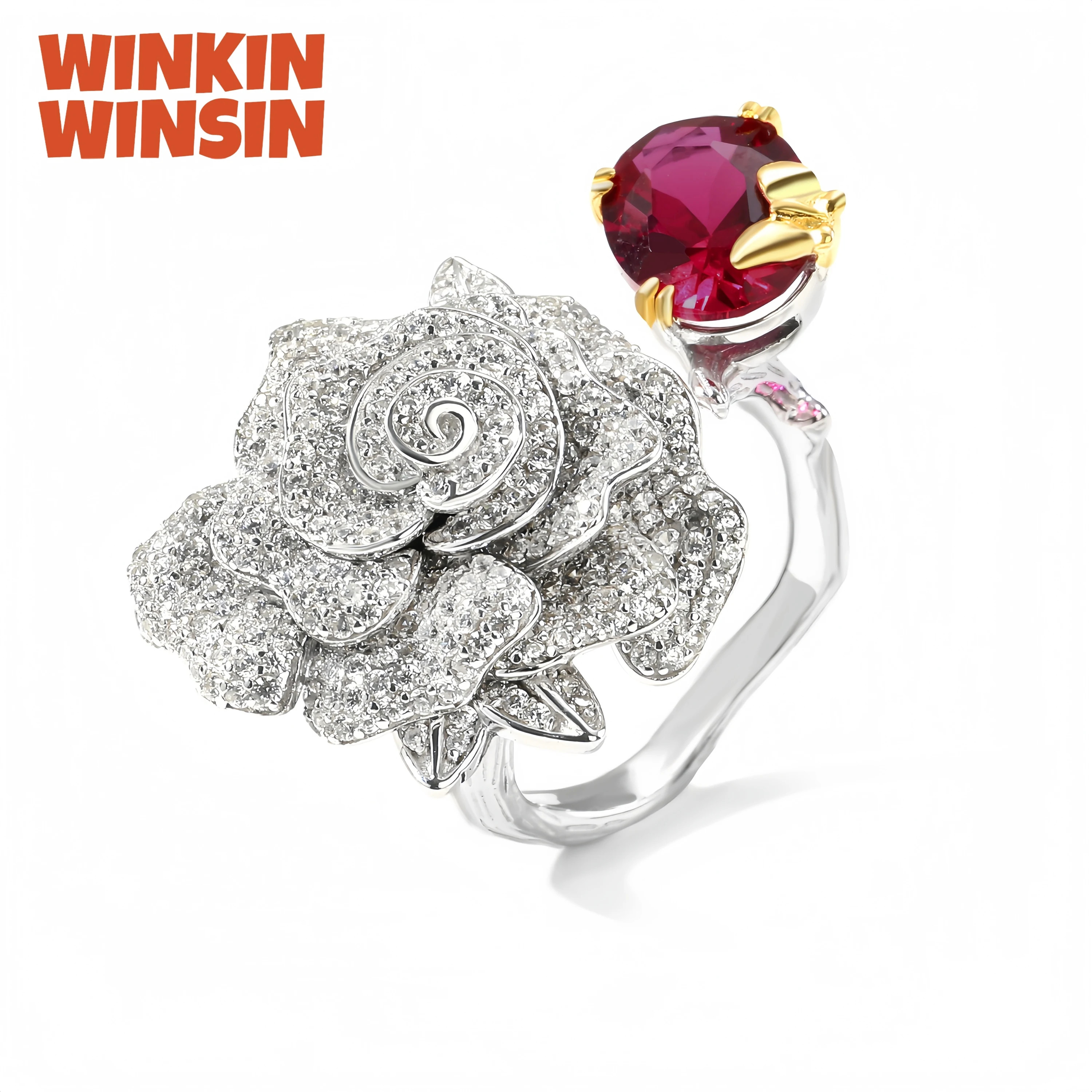 WINKIN WINSIN Brand MST 925 Sterling Silver Rose 18K Gold Plated Zircon Open Ring Lab Grown Gemstones Diamond Rings Fine Jewelry
WINKIN WINSIN Brand MST 925 Sterling Silver Rose 18K Gold Plated Zircon Open Ring Lab Grown Gemstones Diamond Rings Fine Jewelry