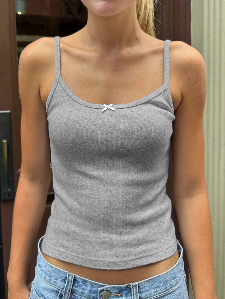 Sleeveless solid color slim fit bow decoration knitted vest with camisole top for women, summer small fresh solid color camisole
Sleeveless solid color slim fit bow decoration knitted vest with camisole top for women, summer small fresh solid color camisole