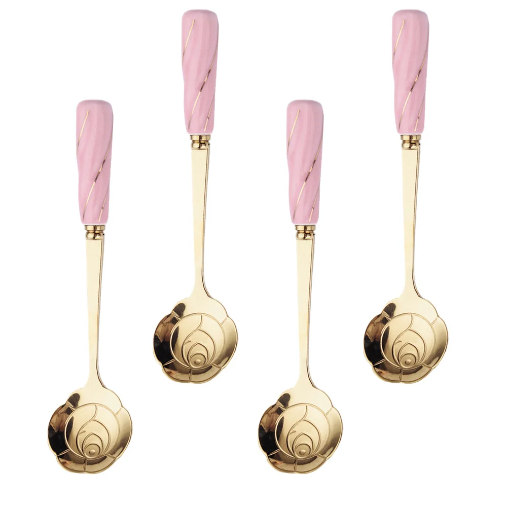 4Pcs Flower-shaped Coffee Spoons Stainless Steel Ceramic Dessert Ice Cream Spoon Noodles Multipurpose Practical Reusable
4Pcs Flower-shaped Coffee Spoons Stainless Steel Ceramic Dessert Ice Cream Spoon Noodles Multipurpose Practical Reusable