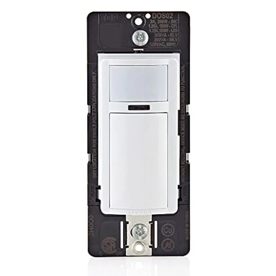 Motion Sensor Light Switch, Motion Activated, Auto-On/Auto-Off or Manual-On, 2A, No Neutral Wire Required, Single Pole, DOS02-L
Motion Sensor Light Switch, Motion Activated, Auto-On/Auto-Off or Manual-On, 2A, No Neutral Wire Required, Single Pole, DOS02-L