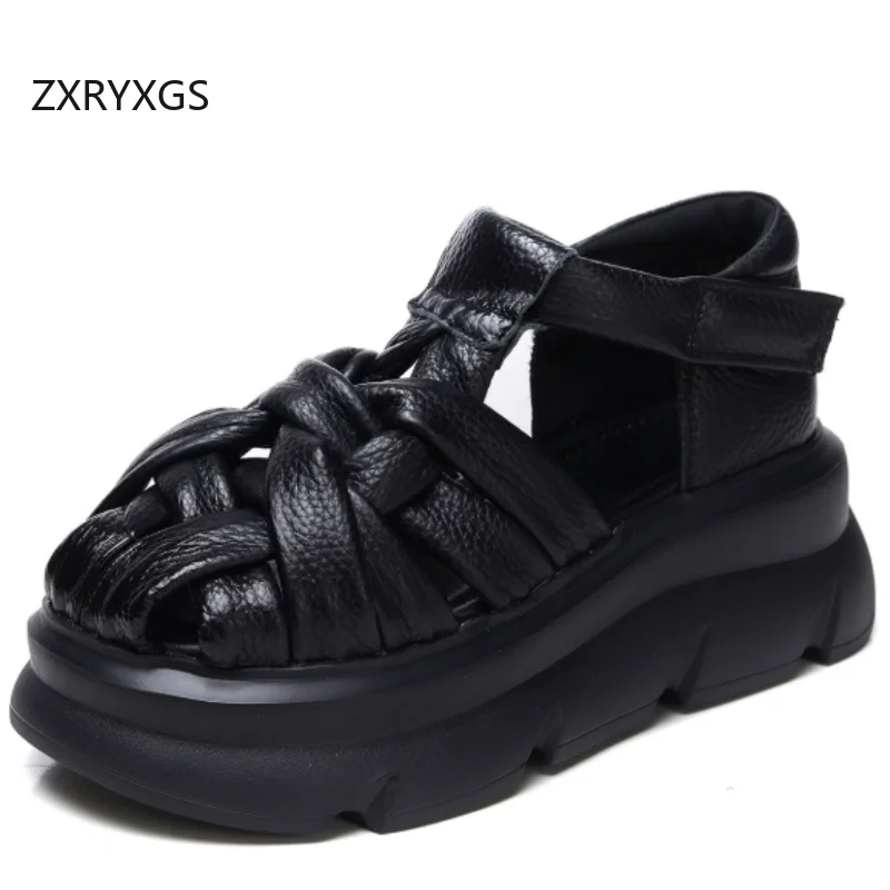 ZXRYXGS Top Layer Cowhide Woven Hollow Roman Sandals Platform Shoes Wedges Heighten Sandals 2026 New Summer Women Trendy Sandals
ZXRYXGS Top Layer Cowhide Woven Hollow Roman Sandals Platform Shoes Wedges Heighten Sandals 2026 New Summer Women Trendy Sandals