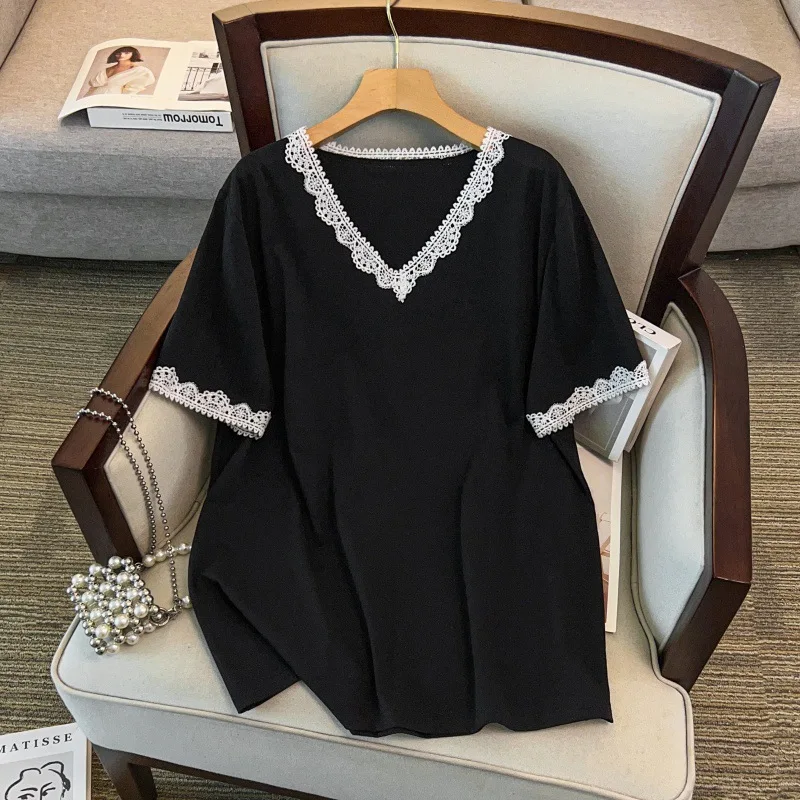 170Kg Plus Size Women's Bust 170 Summer Loose V-Neck Short Sleeve Lace T-Shirt 4XL 5XL 6XL 7XL 8XL 9XL
170Kg Plus Size Women's Bust 170 Summer Loose V-Neck Short Sleeve Lace T-Shirt 4XL 5XL 6XL 7XL 8XL 9XL