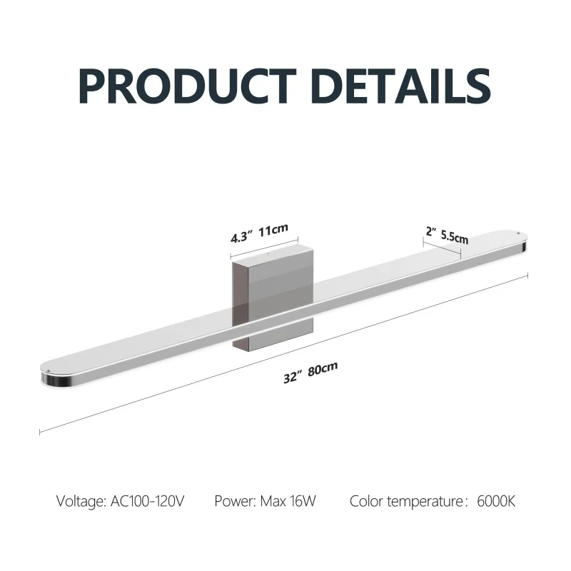 Modern Linear Wall Light for Paintings, 80cm Dimmable LED Picture Lamp, Waterproof Anti-Rust Mirror Sconce, Artistic Lighting for Bathroom Vanity & Gallery, 6000K 16W
Modern Linear Wall Light for Paintings, 80cm Dimmable LED Picture Lamp, Waterproof Anti-Rust Mirror Sconce, Artistic Lighting for Bathroom Vanity & Gallery, 6000K 16W