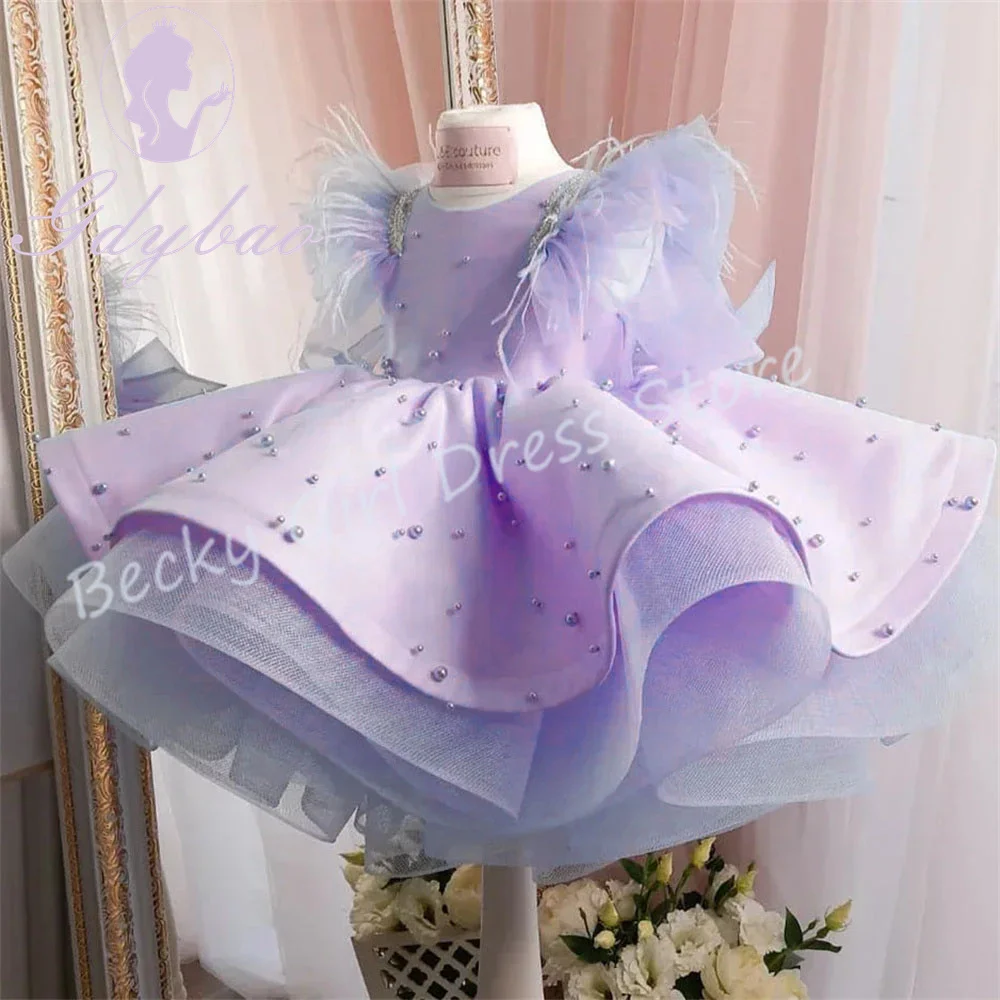 Customized Lavender Flower Girl Dresses For Wedding Feather Pearls Satin Puffy Lovely Kids Birthday Party Gift Holiday Ball Gown
Customized Lavender Flower Girl Dresses For Wedding Feather Pearls Satin Puffy Lovely Kids Birthday Party Gift Holiday Ball Gown