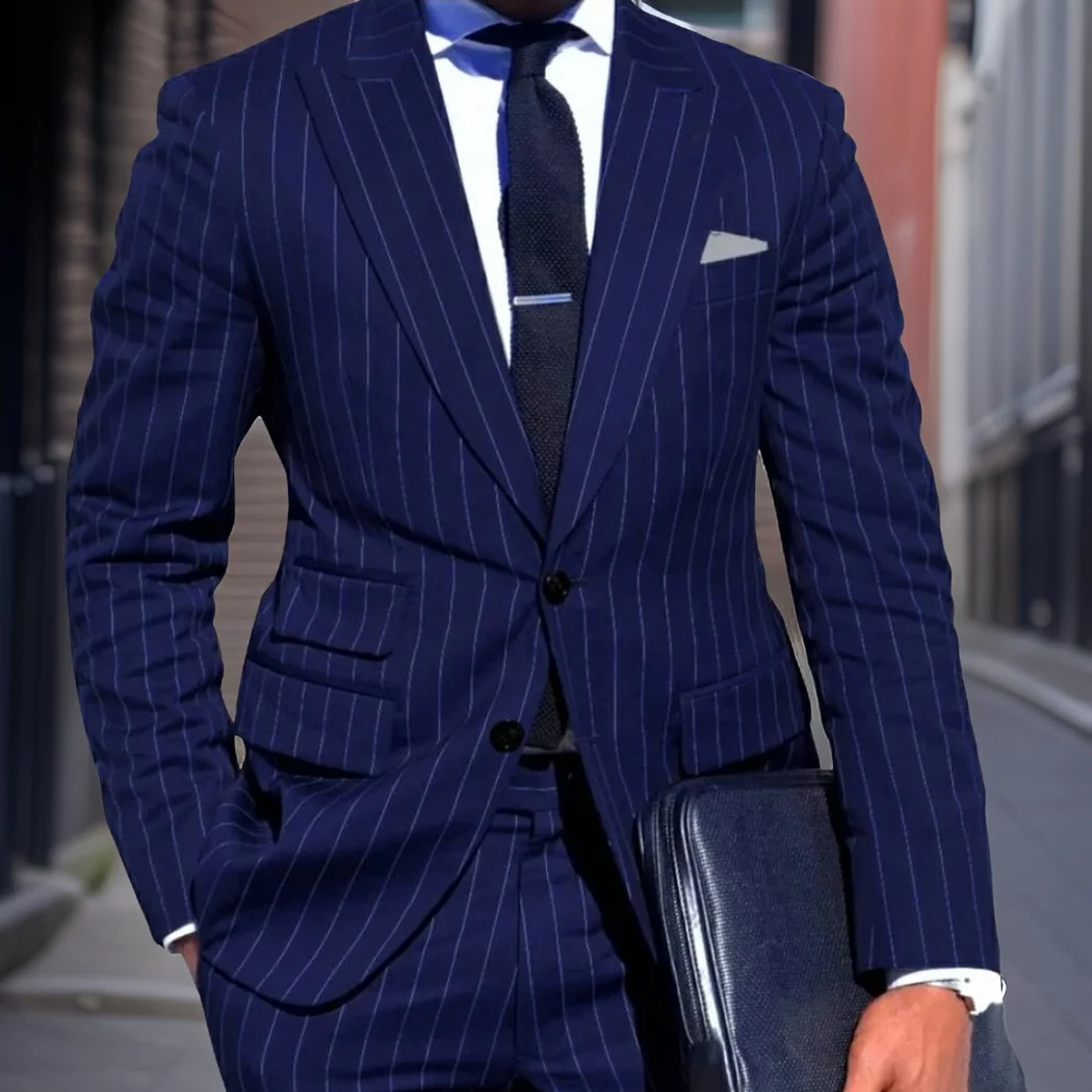 Stripe Men Suits for Business 2024 Formal Wedding Groom Tuxedo Single Breasted Male Blazer Wide Peaked Lapel Slim Fit Costume
Stripe Men Suits for Business 2024 Formal Wedding Groom Tuxedo Single Breasted Male Blazer Wide Peaked Lapel Slim Fit Costume
