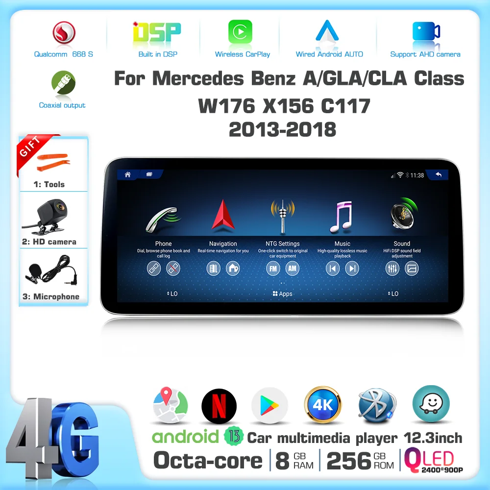 Автомобильный мультимедийный плеер, 2400*900P, Android 13, для Mercedes Benz A/GLA/CLA Class W176 X156 C117
Автомобильный мультимедийный плеер, 2400*900P, Android 13, для Mercedes Benz A/GLA/CLA Class W176 X156 C117