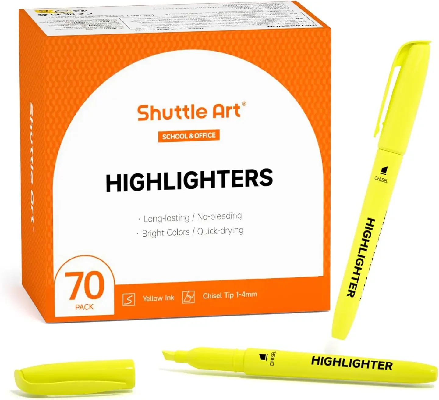 70 Pack Vibrant Yellow Highlighters With Chisel Tip, Bulk For Office & School Text Marking
70 Pack Vibrant Yellow Highlighters With Chisel Tip, Bulk For Office & School Text Marking