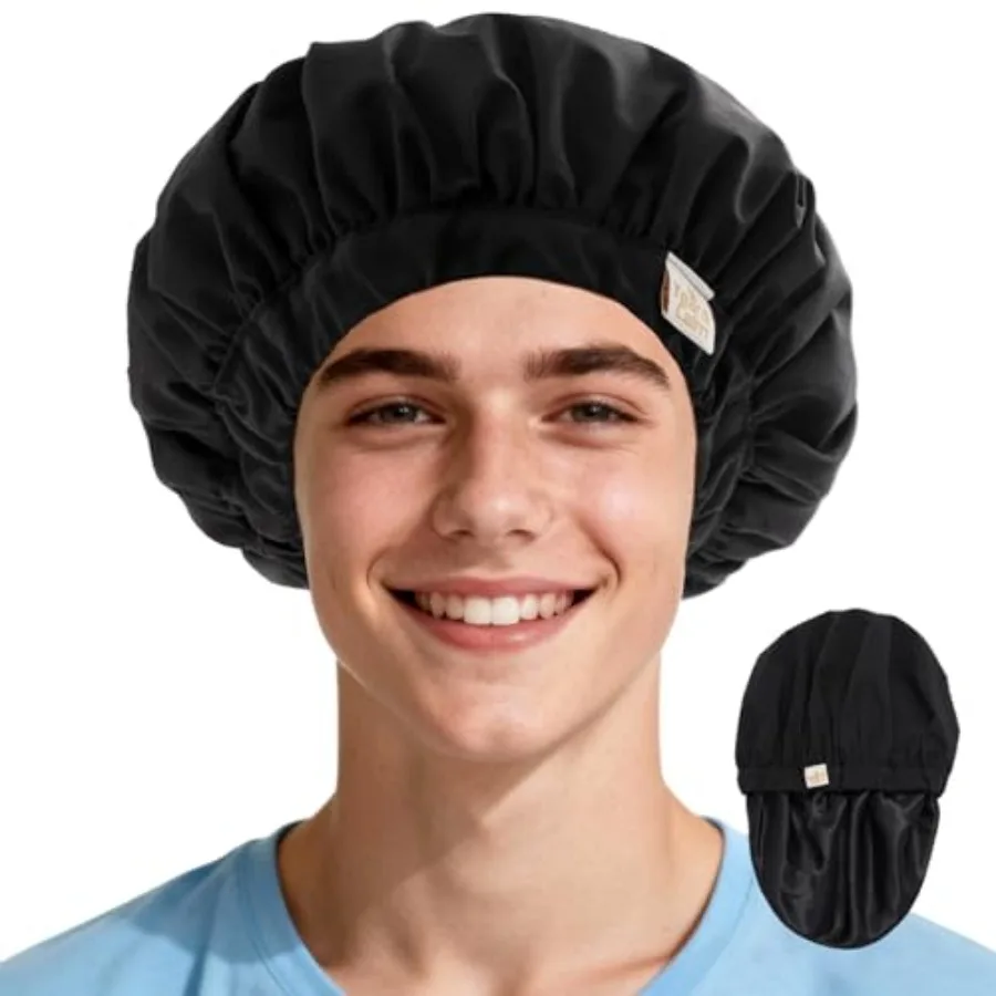 Shower Cap for Men Waterproof Reusable - Fashion Dual-Layer Design, Adjustable Elastic Band for Long and Curly Hair, XL Bath an
Shower Cap for Men Waterproof Reusable - Fashion Dual-Layer Design, Adjustable Elastic Band for Long and Curly Hair, XL Bath an